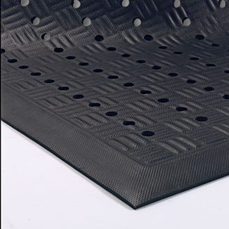 Anti-Fatigue Black Nitrile Rubber Mat 3x5 for Grease, Oil, Chemicals Shops